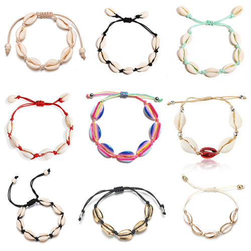 25 Colors Vintage Fashion Charm Shell Bracelet For Women Handmade Rope Chain vsco Bracelets Beach Jewelry Accessories pulseras