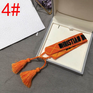 2019 Hot Fashion Multi-color Woven Stretch Hand Strap Cotton Embroidery Charm Letter Bracelet Woven Fringed Bracelet For Women