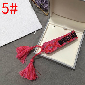 2019 Hot Fashion Multi-color Woven Stretch Hand Strap Cotton Embroidery Charm Letter Bracelet Woven Fringed Bracelet For Women