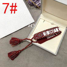 Load image into Gallery viewer, 2019 Hot Fashion Multi-color Woven Stretch Hand Strap Cotton Embroidery Charm Letter Bracelet Woven Fringed Bracelet For Women