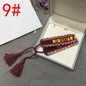 2019 Hot Fashion Multi-color Woven Stretch Hand Strap Cotton Embroidery Charm Letter Bracelet Woven Fringed Bracelet For Women