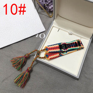 2019 Hot Fashion Multi-color Woven Stretch Hand Strap Cotton Embroidery Charm Letter Bracelet Woven Fringed Bracelet For Women