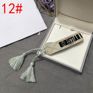 2019 Hot Fashion Multi-color Woven Stretch Hand Strap Cotton Embroidery Charm Letter Bracelet Woven Fringed Bracelet For Women