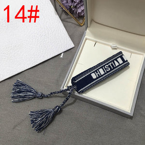 2019 Hot Fashion Multi-color Woven Stretch Hand Strap Cotton Embroidery Charm Letter Bracelet Woven Fringed Bracelet For Women