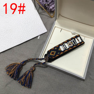 2019 Hot Fashion Multi-color Woven Stretch Hand Strap Cotton Embroidery Charm Letter Bracelet Woven Fringed Bracelet For Women