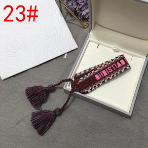 2019 Hot Fashion Multi-color Woven Stretch Hand Strap Cotton Embroidery Charm Letter Bracelet Woven Fringed Bracelet For Women