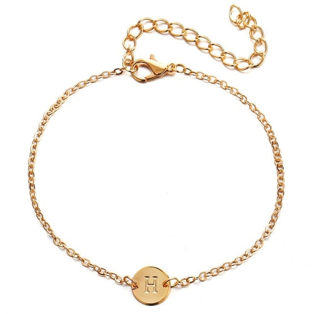 Ailodo Fashion Gold Color Letter Bracelet For Women Silver Adjustable Name Bracelets Jewelry Female Gift Pulseras Mujer LD061