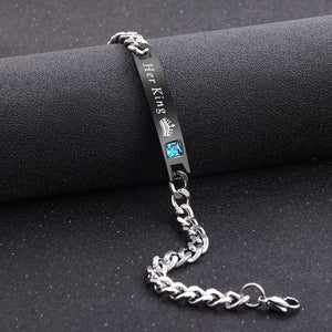 Black Rose Gold Color Women Bracelet Male 2 Style His Queen Her King Bracelet  Male Chain Crystal Couple Lover Bracelet for Men