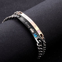 Load image into Gallery viewer, Black Rose Gold Color Women Bracelet Male 2 Style His Queen Her King Bracelet  Male Chain Crystal Couple Lover Bracelet for Men