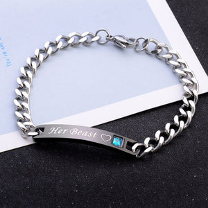 Black Rose Gold Color Women Bracelet Male 2 Style His Queen Her King Bracelet  Male Chain Crystal Couple Lover Bracelet for Men