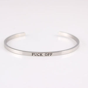 New Silver Stainless Steel Bangle Engraved Positive Inspirational Quote Hand Stamped Cuff Mantra Bracelets For Men Women