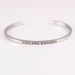 New Silver Stainless Steel Bangle Engraved Positive Inspirational Quote Hand Stamped Cuff Mantra Bracelets For Men Women