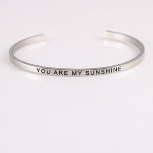 New Silver Stainless Steel Bangle Engraved Positive Inspirational Quote Hand Stamped Cuff Mantra Bracelets For Men Women