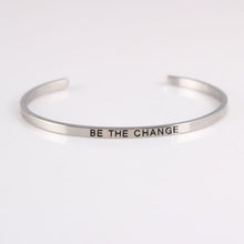 Load image into Gallery viewer, New Silver Stainless Steel Bangle Engraved Positive Inspirational Quote Hand Stamped Cuff Mantra Bracelets For Men Women