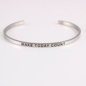 New Silver Stainless Steel Bangle Engraved Positive Inspirational Quote Hand Stamped Cuff Mantra Bracelets For Men Women