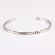 Load image into Gallery viewer, New Silver Stainless Steel Bangle Engraved Positive Inspirational Quote Hand Stamped Cuff Mantra Bracelets For Men Women