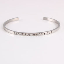 Load image into Gallery viewer, New Silver Stainless Steel Bangle Engraved Positive Inspirational Quote Hand Stamped Cuff Mantra Bracelets For Men Women