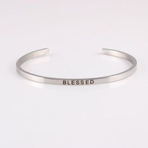 New Silver Stainless Steel Bangle Engraved Positive Inspirational Quote Hand Stamped Cuff Mantra Bracelets For Men Women