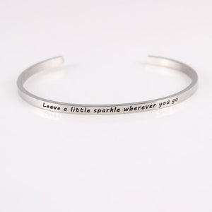 New Silver Stainless Steel Bangle Engraved Positive Inspirational Quote Hand Stamped Cuff Mantra Bracelets For Men Women