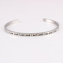 Load image into Gallery viewer, New Silver Stainless Steel Bangle Engraved Positive Inspirational Quote Hand Stamped Cuff Mantra Bracelets For Men Women