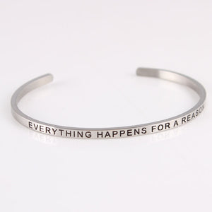 New Silver Stainless Steel Bangle Engraved Positive Inspirational Quote Hand Stamped Cuff Mantra Bracelets For Men Women