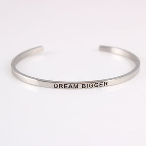 New Silver Stainless Steel Bangle Engraved Positive Inspirational Quote Hand Stamped Cuff Mantra Bracelets For Men Women