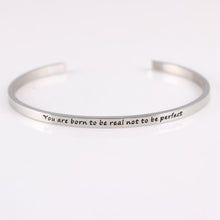 Load image into Gallery viewer, New Silver Stainless Steel Bangle Engraved Positive Inspirational Quote Hand Stamped Cuff Mantra Bracelets For Men Women