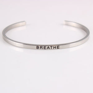 New Silver Stainless Steel Bangle Engraved Positive Inspirational Quote Hand Stamped Cuff Mantra Bracelets For Men Women