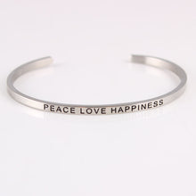 Load image into Gallery viewer, New Silver Stainless Steel Bangle Engraved Positive Inspirational Quote Hand Stamped Cuff Mantra Bracelets For Men Women