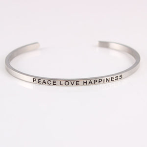 New Silver Stainless Steel Bangle Engraved Positive Inspirational Quote Hand Stamped Cuff Mantra Bracelets For Men Women