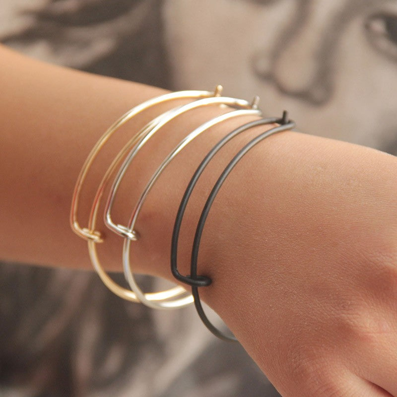 1Pcs Fashion Tibet Silver Simple Wiring Bracelet Alex Style Expandable Bangles Cuff Jewelry