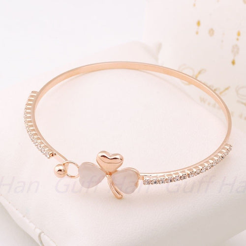 Charm Women Flower Crystal Gold Plated Cuff Bracelet Bangle Jewelry Gift