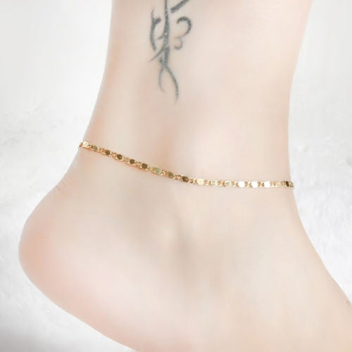 Women Simple Gold Plated Chain Anklet Ankle Bracelet Barefoot Sandal Beach Foot Jewelry