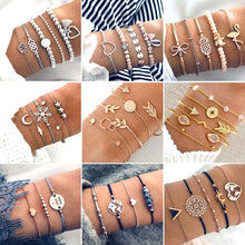 Load image into Gallery viewer, 30 Style Boho Bangle Elephant Heart Shell Star Moon Bow Map Crystal Bead Bracelet Women Charm Party Wedding Jewelry Accessories