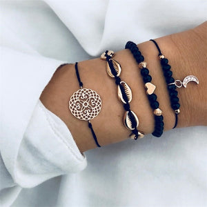 30 Style Boho Bangle Elephant Heart Shell Star Moon Bow Map Crystal Bead Bracelet Women Charm Party Wedding Jewelry Accessories